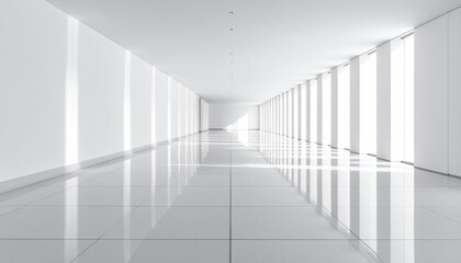 Modern White Minimalist Corridor with Sunlight