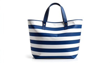 Blue and white striped tote bag