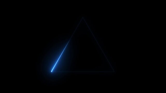 Simple neon triangle animation Triangle animation by blue neon on a black background. 4k - Powered by Adobe