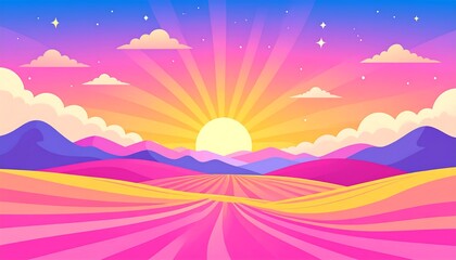 Colorful sunrise over a vibrant landscape