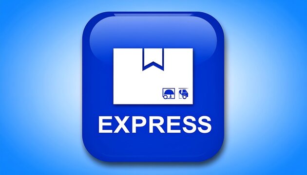 Blue button icon, shipping box