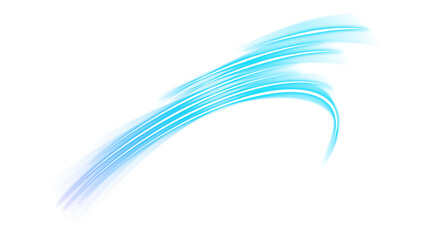 Blue gradient curved glowing brush stroke on transparent background
