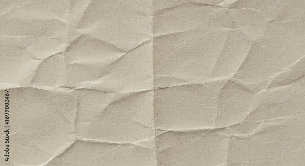 Aufkleber wrinkled beige paper sheet shows an abstract pattern with folds, creating a textured background perf