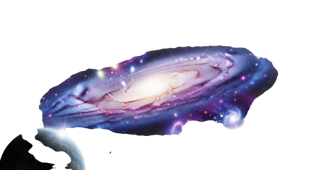 Cosmic Perspective: An artistic representation of a galaxy emerging from Earth