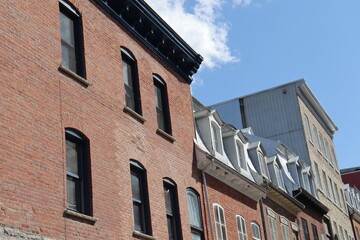 Old house facade in Quebec city. Architectur e in the old Quebec city. 