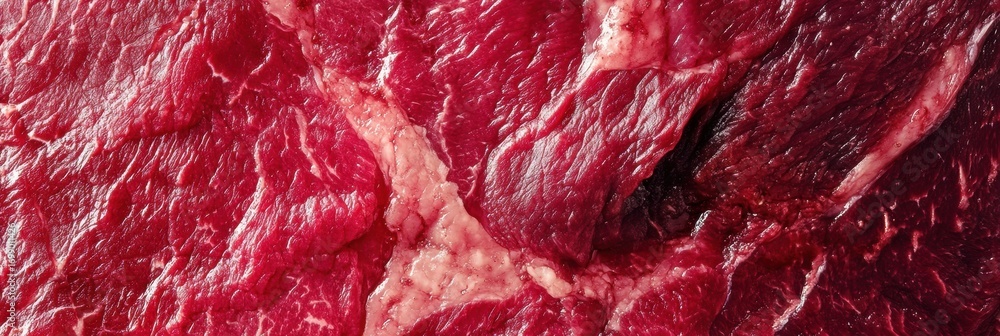 Poster detailed close-up view of raw beef showcasing marbling and texture ideal for culinary applications a