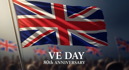 Victory in Europe Day 80th Anniversary Celebration with Union Jack Flags Honoring the End of World War II