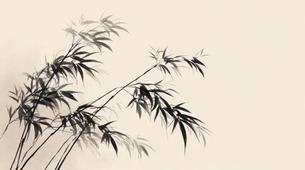 Fototapeta premium Elegant Black and White Bamboo Silhouette Against Simple Background for Serene Nature and Minimalist Art Design