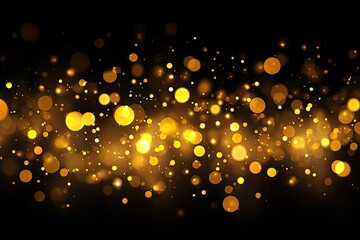 Golden bokeh lights on black background