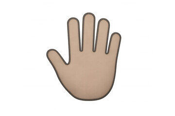 Fototapeta premium Cartoon open hand with five fingers extended, isolated on a transparent background, ideal for digital compositions