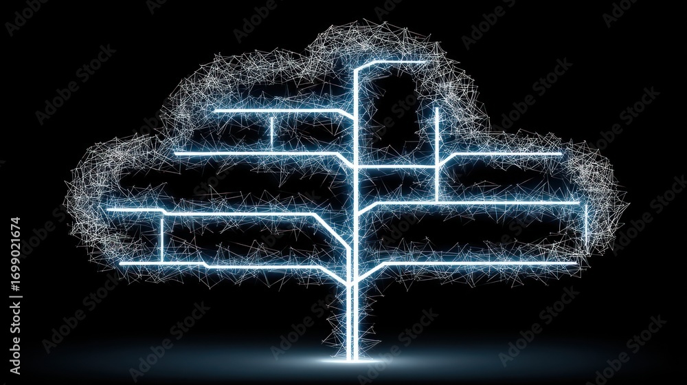 Poster digital tree of data: network, cloud computing, and technology