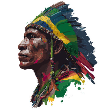 A Glimpse of Heritage: A captivating portrait captures the dignity and strength of a Native American adorned in traditional headdress, showcasing the rich cultural legacy of the past.