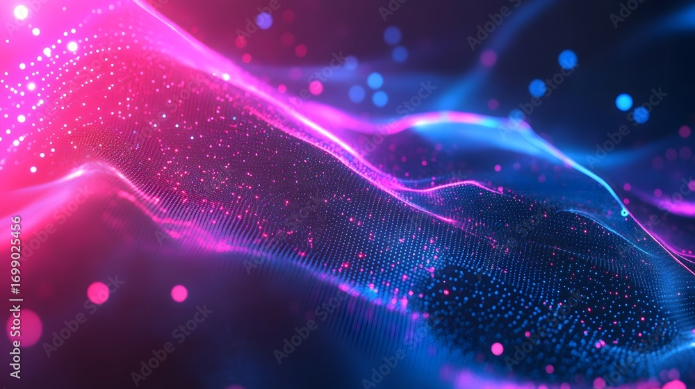 Aufkleber vibrant, dynamic abstract design with flowing lines of interconnected points, showcasing a blend of 