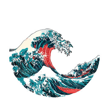 The Great Wave off Kanagawa Inspired Art: An artistic, illustrative representation of the iconic Great Wave off Kanagawa a timeless work of art, capturing the power and beauty of the ocean's waves.