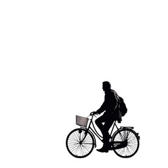 Obraz premium Silhouette Cyclist on Adventure: A silhouetted cyclist embarks on a journey, capturing the essence of adventure and the freedom of the open road.