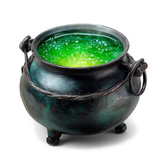 Creepy cauldron steam illustration, white background