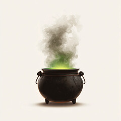 Creepy cauldron steam illustration, white background