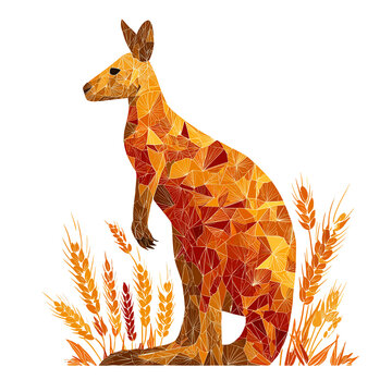 Kangaroo amidst the wheat field: This digital art of a Kangaroo is standing in a field of wheat, capturing the essence of Australian wildlife.