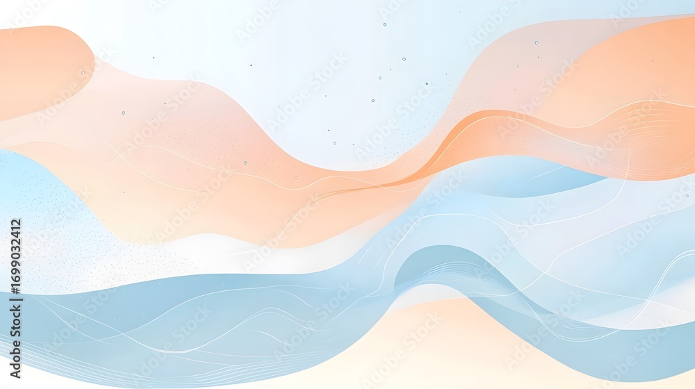 Poster delicate, flowing lines create a serene abstract design with soft pastel colors.