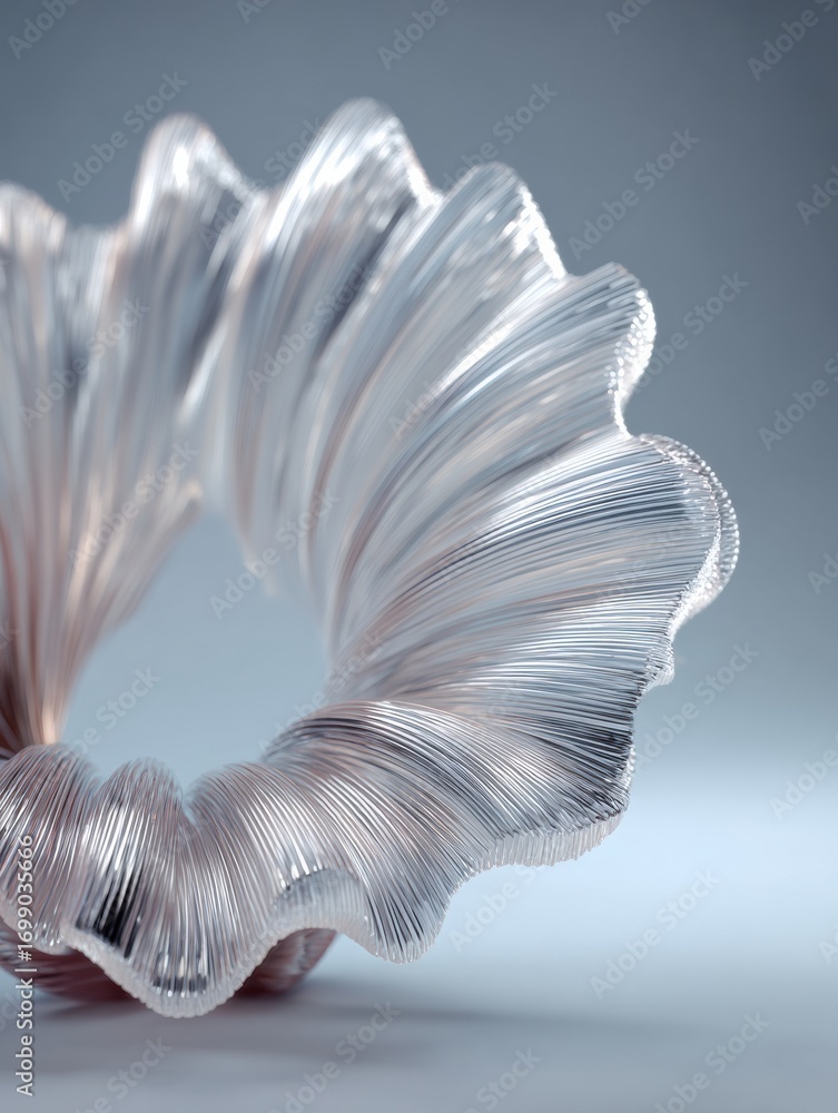Poster elegant glass sculpture showcasing intricate patterns, captured in a soft light setting with a minim
