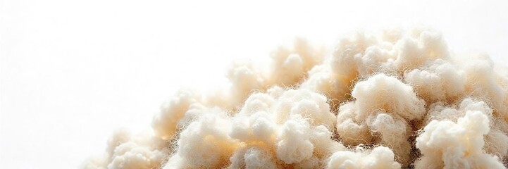 Unspun Wool Fibers Isolated on White High-Resolution Image for Textile, Craft, and Fashion Designs