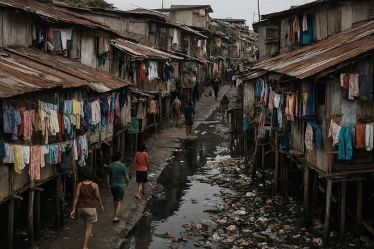Comunidade em Manila, Filipinas. Caos urbano.