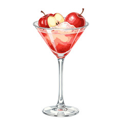 Refreshing Red Apple Cocktail in Elegant Glass with Ice and Cherry Garnish
