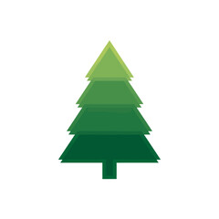 Fototapeta premium Green Christmas tree illustration on white background.
