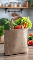 Beige canvas tote bag filled with fresh produce (1)