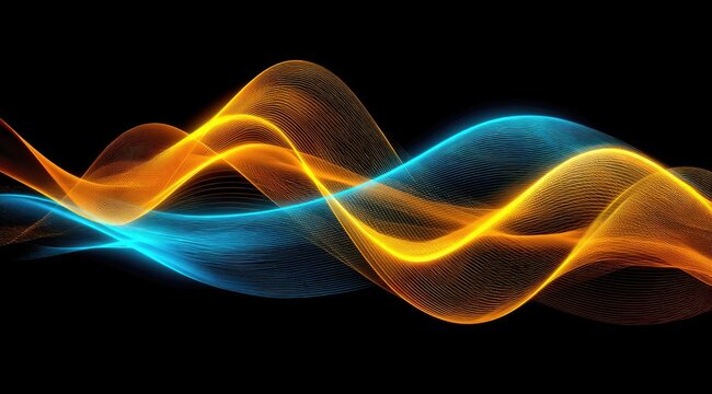 Abstract swirling, vibrant waves of orange and teal