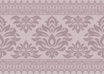 damask traditional floral border pattern vector seamless, elegant damask traditional floral border pattern vector for wallpaper, classic damask traditional floral border pattern vector background