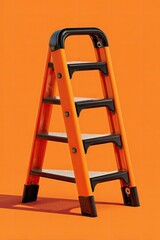 Orange folding step ladder against orange background