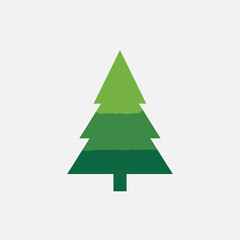 Obraz premium Simple Green Pine Tree Icon on White Background.