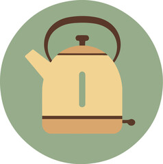 Obraz premium Handcrafted teakettle with warm yellow body, brown handle, and round knob on light green background