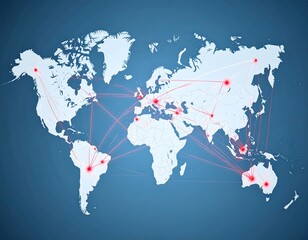 Global network map with red connections