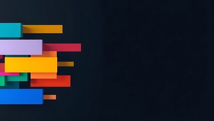 Abstract colorful rectangular shapes on a dark background, embodying a minimalist tech aesthetic.