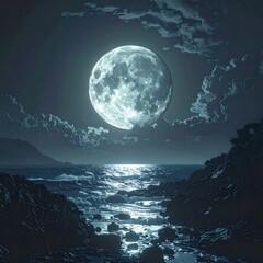 Moonlit ocean scene