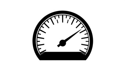 A simple, black speedometer icon, displaying a neutral reading, is perfect for a variety of technical or automotive illustrations.
