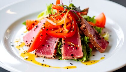 Tuna salad with vegetables on a plate