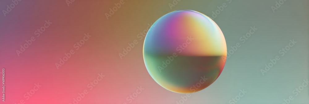 Poster Colorful Spherical Orb With Gradient Background Showcasing Light Reflections and Shadows in a Modern Abstract Style