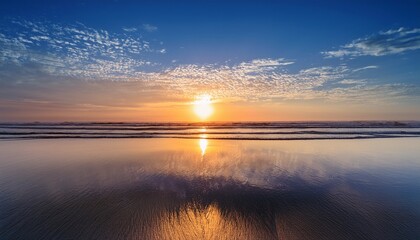 Obraz premium sunrise reflection mirror shows vibrant dawn symbolizing hope renewal and self discovery