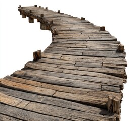 Obraz premium Curved wooden pathway, rustic planks