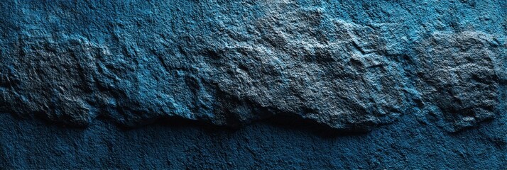 Surface texture of dark blue rocky formation under bright lighting creating depth and contrast