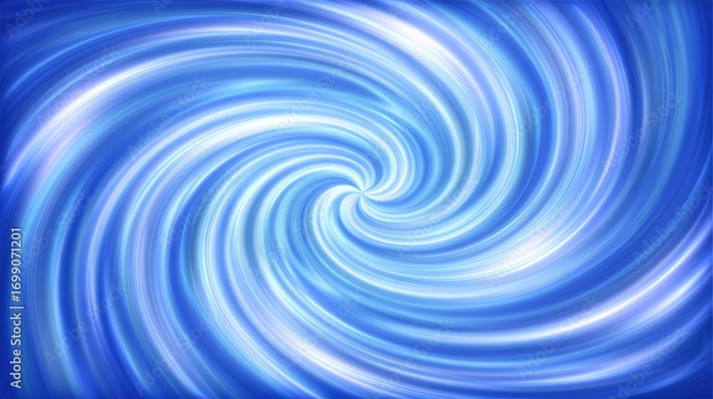 Poster abstract blue swirl background with vibrant spiral design, dynamic motion pattern, flowing circular 