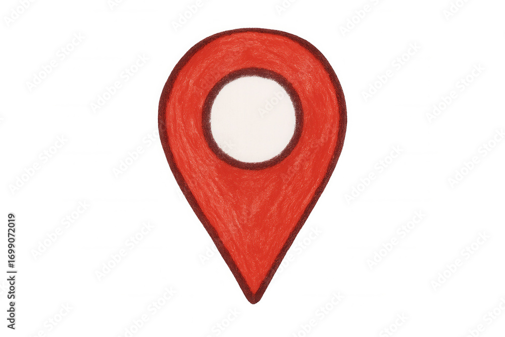 Poster Location pin icon in vibrant red, displaying transparent background, marking precise geographical point for navigational reference