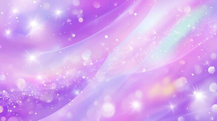 Colorful girl pattern with purple kawaii invitation theme, rainbow gradient mesh and iridescent hologram texture on pink cosmic background, dreamy lilac fantasy style for magic abstract design