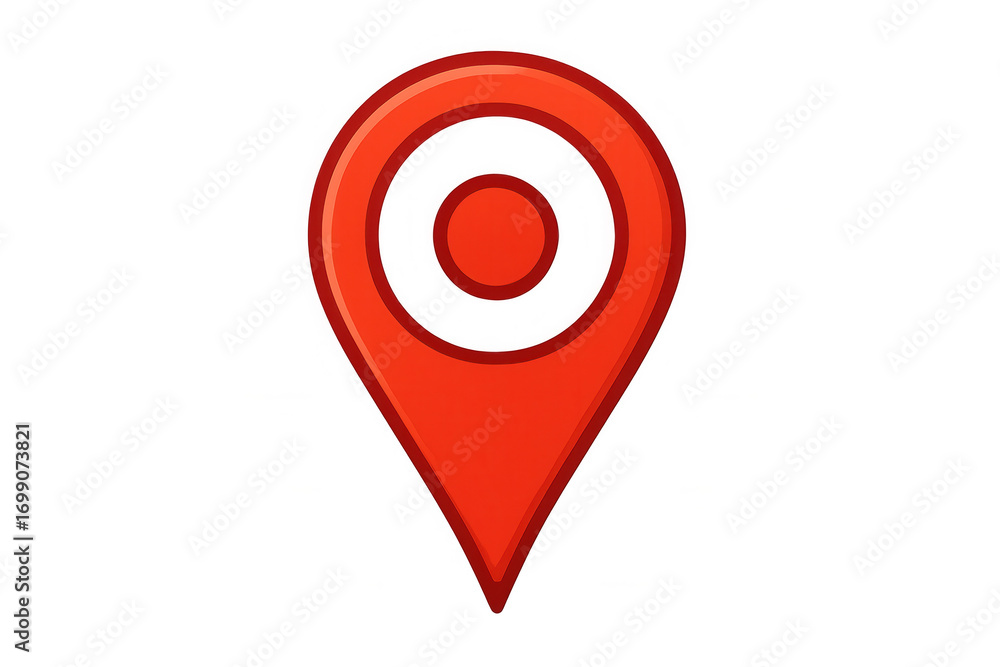 Poster red location pin indicating target position with transparent background, ideal for indicating points