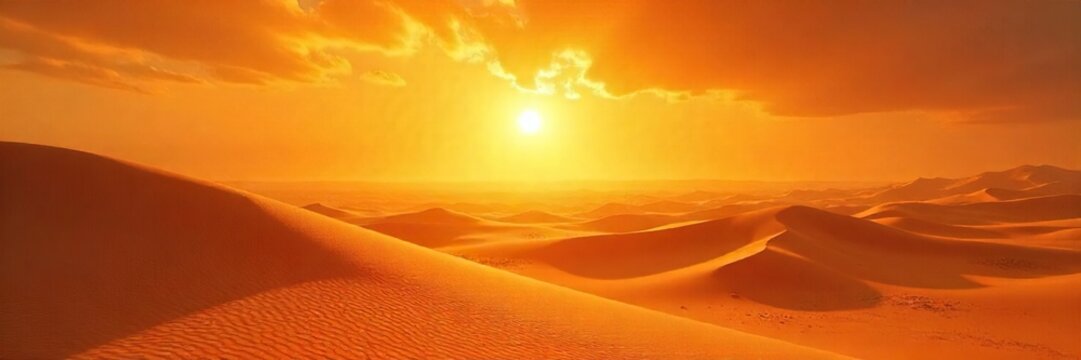 Intense desert heat radiating from sun-baked sand dunes under a blazing midday sun A landscape of shimmering heat haze and extreme aridity , texture, global warming, nature