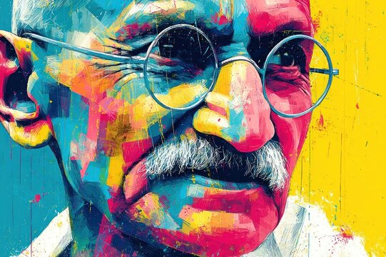 Abstract vector for Gandhi Jayanti, celebrating the birth of Mohandas Karamchand Gandhi on 2nd October