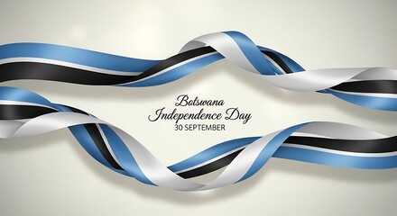 Flowing Botswana Flag Ribbons Celebrate Independence Day